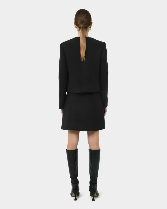 Forcast Zahra Boucle Yarn Mini Skirt Black Women Mini Skirts