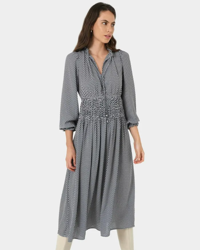 Forcast Zahra Geo Print Dress Women Midi Dresses