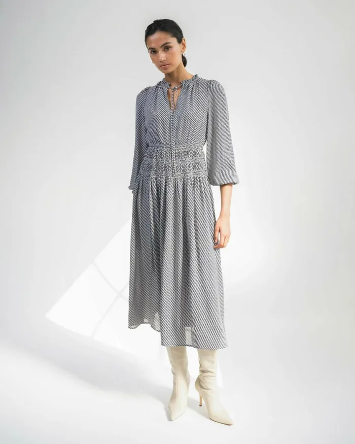 Forcast Zahra Geo Print Dress Women Midi Dresses