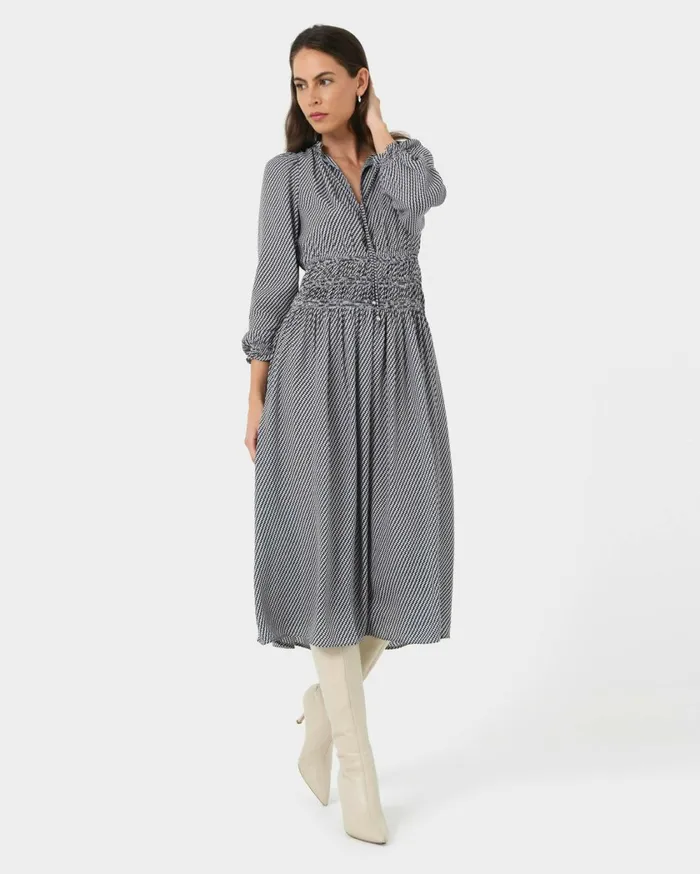 Forcast Zahra Geo Print Dress Women Midi Dresses