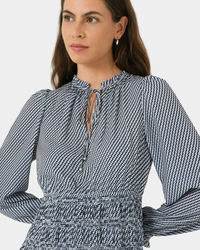Forcast Zahra Geo Print Dress Women Midi Dresses