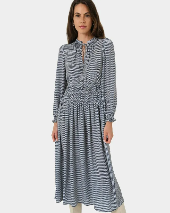 Forcast Zahra Geo Print Dress Women Midi Dresses