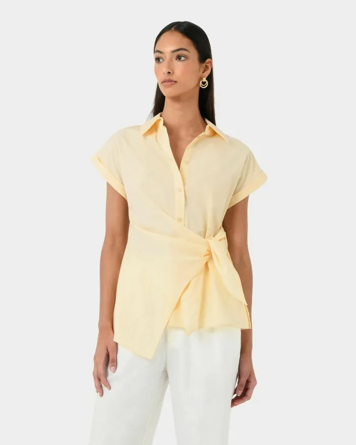 Forcast Zalia Tie Button Shirt Butterivory Women TShirts and Tops