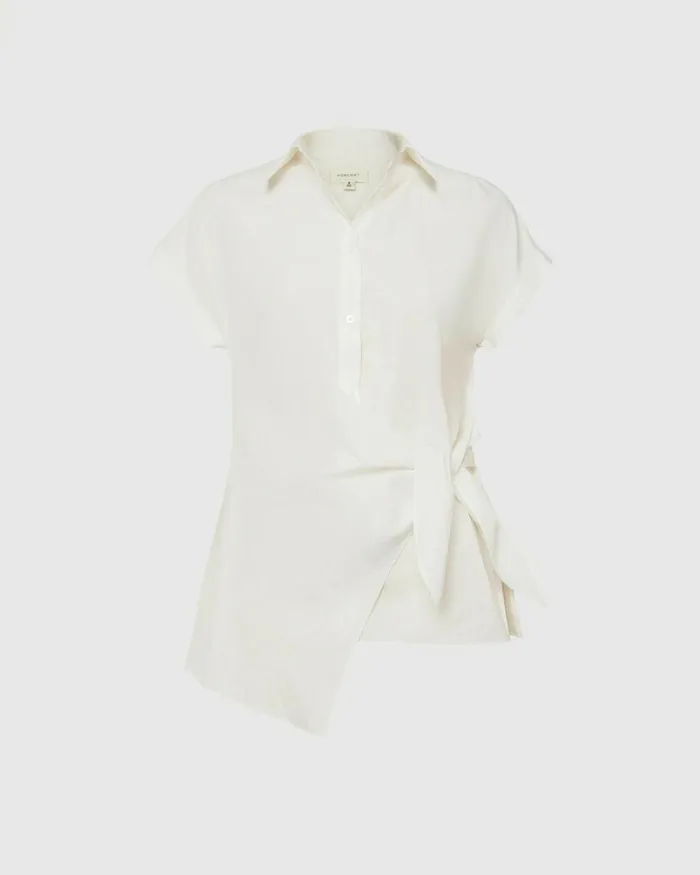 Forcast Zalia Tie Button Shirt Butterivory Women TShirts and Tops
