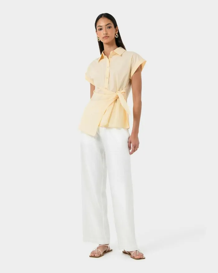 Forcast Zalia Tie Button Shirt Butterivory Women TShirts and Tops