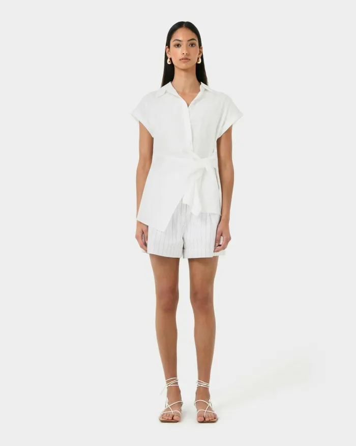 Forcast Zalia Tie Button Shirt Butterivory Women TShirts and Tops