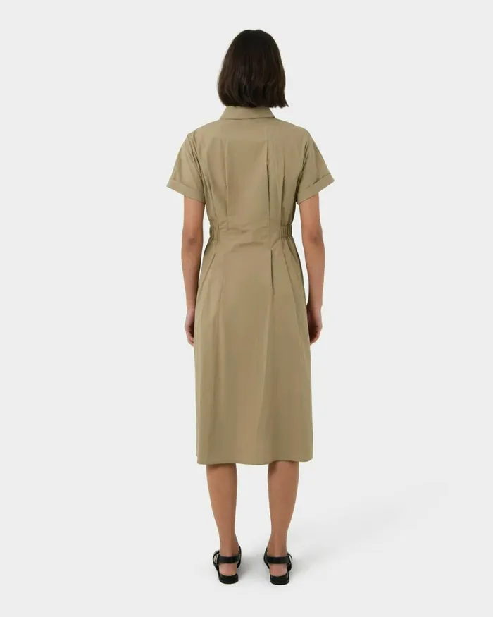 Forcast Zara Panel Midi Shirt Dress Safari Beige Women Midi Dresses
