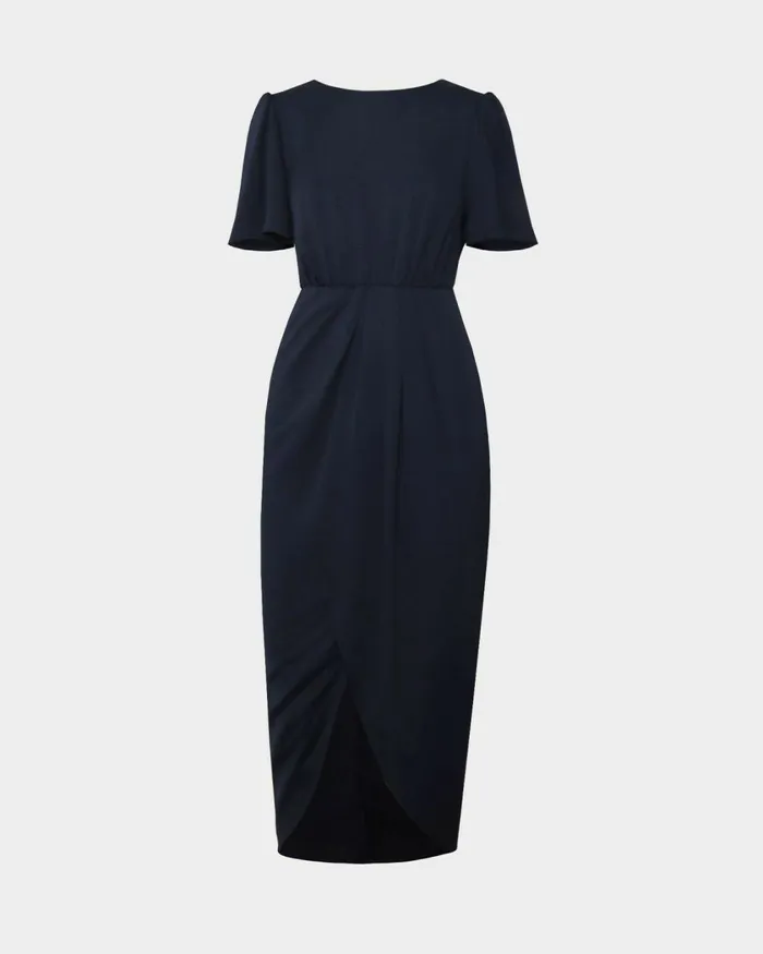 Forcast Zuba Midi Dress Dark Navy Women Midi Dresses