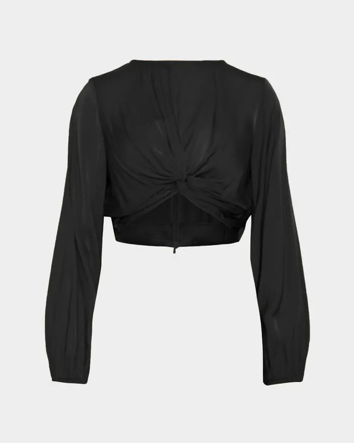 Forcast Zyana Knotted Front Top Dark Rustblack Women TShirts and Tops