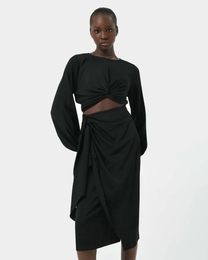 Forcast Zyana Knotted Front Top Dark Rustblack Women TShirts and Tops