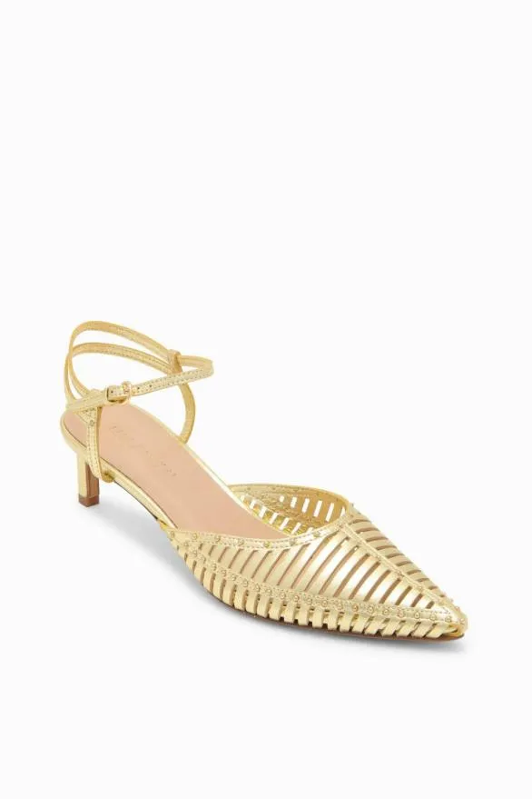 Francine Cage Kitten Heel Pale Gold Women Ulla Johnson Shoes Francine Cage Kitten Heel Pale Gold Women Ulla Johnson Shoes