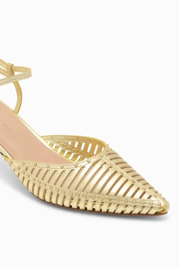Francine Cage Kitten Heel Pale Gold Women Ulla Johnson Shoes Francine Cage Kitten Heel Pale Gold Women Ulla Johnson Shoes