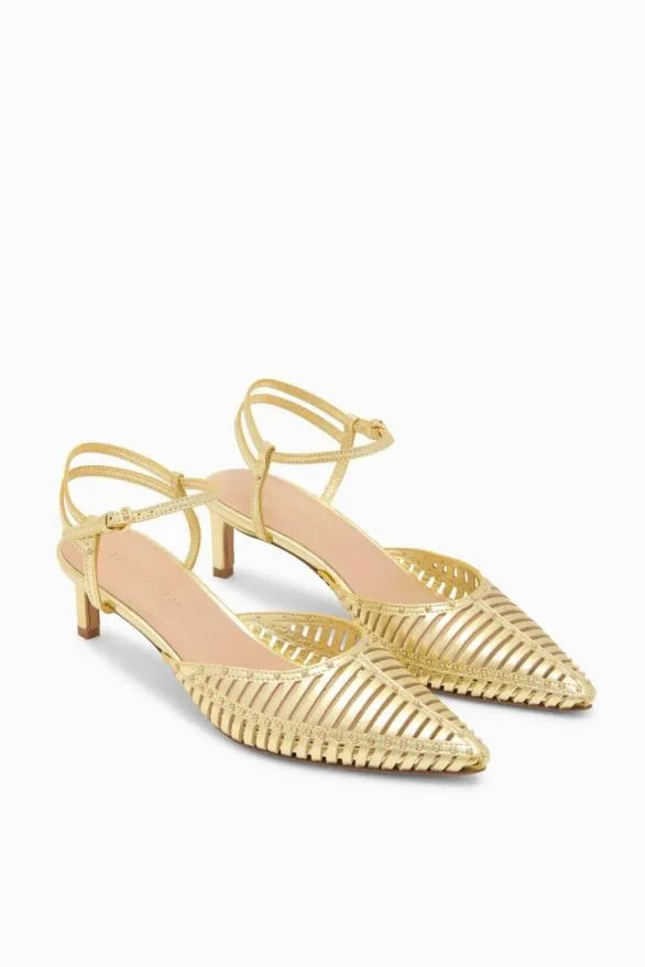 Francine Cage Kitten Heel Pale Gold Women Ulla Johnson Shoes Francine Cage Kitten Heel Pale Gold Women Ulla Johnson Shoes