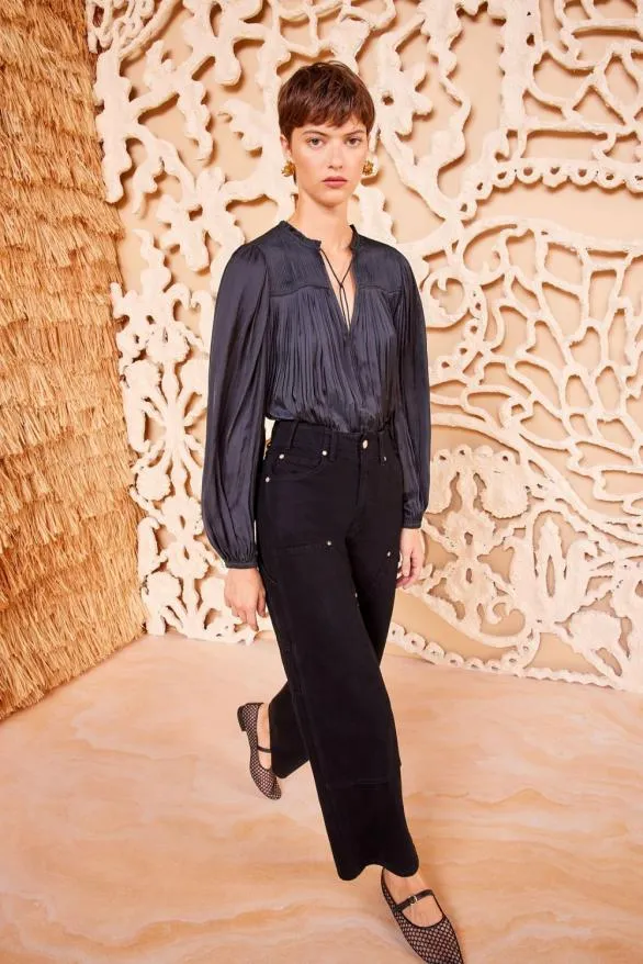 Freja Blouse Noir Women Ulla Johnson Tops