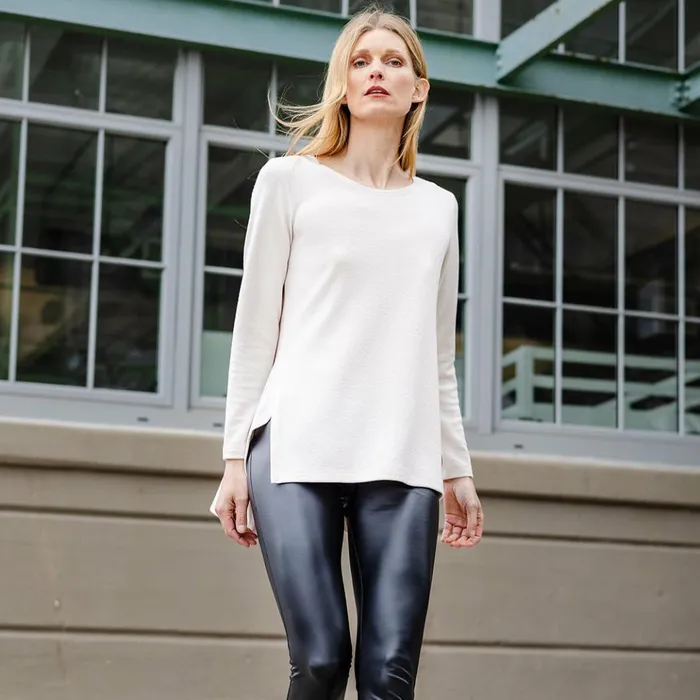 French TerryLike Knit 8211 Parachute Hem Sweater Tunic 8211 Bone 8211 Final Sale Women Clara Sunwoo Sweaters