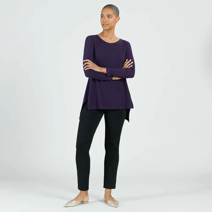 French TerryLike Knit 8211 Parachute Hem Sweater Tunic 8211 Eggplant 8211 Final Sale Women Clara Sunwoo Sweaters