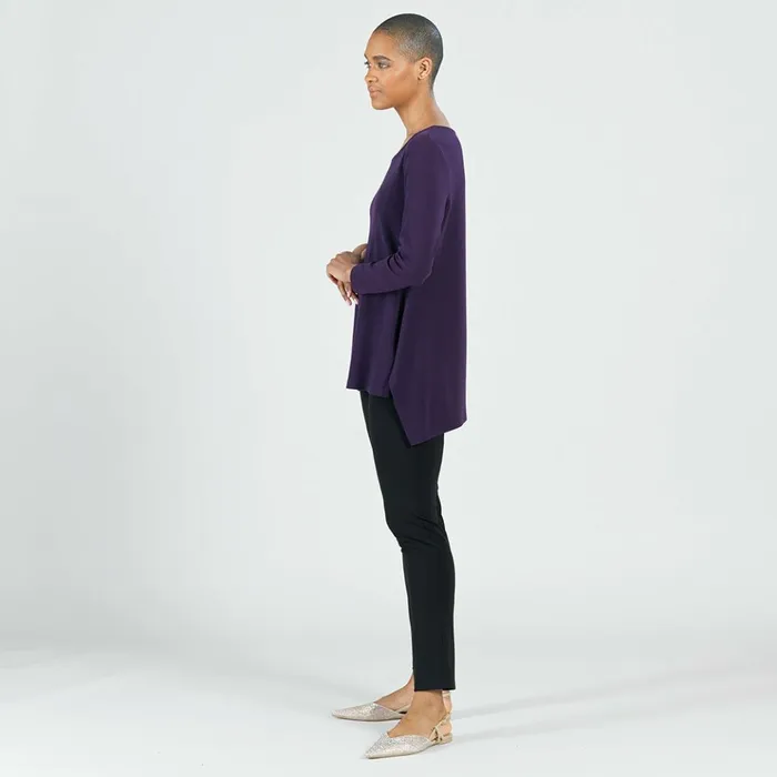 French TerryLike Knit 8211 Parachute Hem Sweater Tunic 8211 Eggplant 8211 Final Sale Women Clara Sunwoo Sweaters