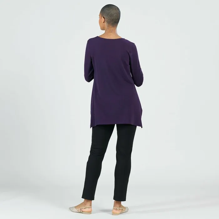 French TerryLike Knit 8211 Parachute Hem Sweater Tunic 8211 Eggplant 8211 Final Sale Women Clara Sunwoo Sweaters
