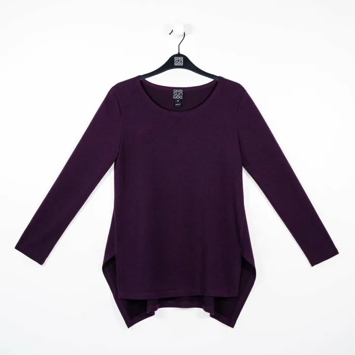 French TerryLike Knit 8211 Parachute Hem Sweater Tunic 8211 Eggplant 8211 Final Sale Women Clara Sunwoo Sweaters