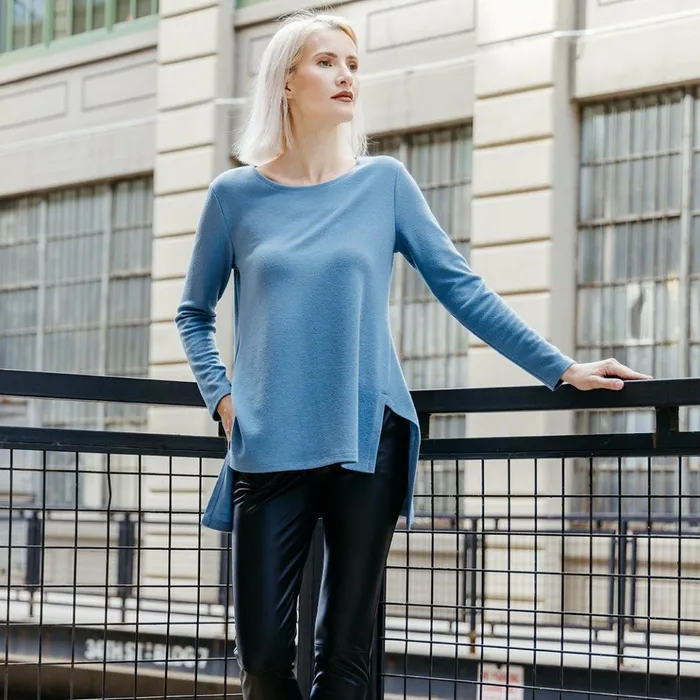 French TerryLike Knit 8211 Parachute Hem Sweater Tunic 8211 Powder Blue 8211 Final Sale Women Clara Sunwoo Sweaters