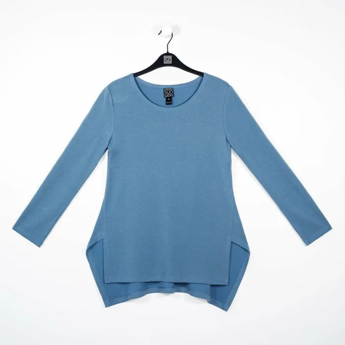 French TerryLike Knit 8211 Parachute Hem Sweater Tunic 8211 Powder Blue 8211 Final Sale Women Clara Sunwoo Sweaters