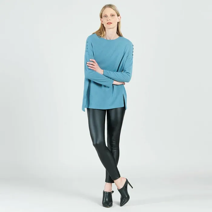 French TerryLike Knit 8211 Vented Sweater Tunic 8211 Powder Blue 8211 Final Sale Women Clara Sunwoo Sweaters French TerryLike Knit 8211 Vented Sweater Tunic 8211 Powder Blue 8211 Final Sale Women Clara Sunwoo Sweaters