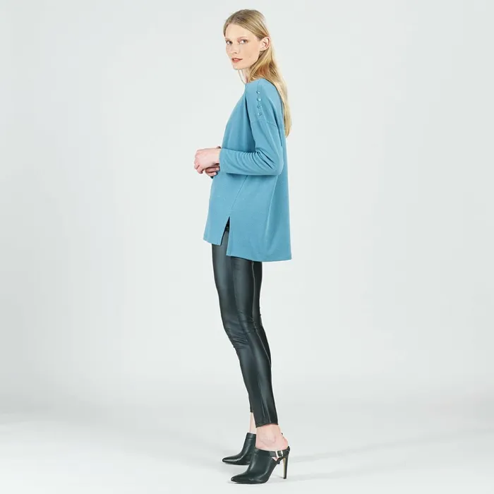 French TerryLike Knit 8211 Vented Sweater Tunic 8211 Powder Blue 8211 Final Sale Women Clara Sunwoo Sweaters