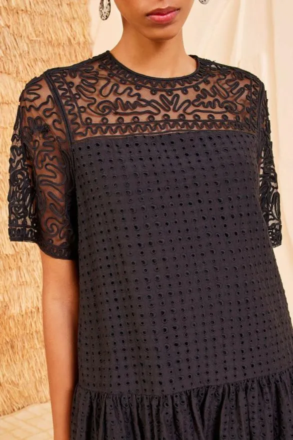 Gabi Dress Noir Women Ulla Johnson Dresses Gabi Dress Noir Women Ulla Johnson Dresses