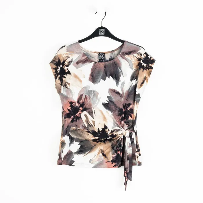 Gauze Knit 8211 Slant Sleeve Side Tie Top 8211 Petal Whisper Women Clara Sunwoo Spring Collection Gauze Knit 8211 Slant Sleeve Side Tie Top 8211 Petal Whisper Women Clara Sunwoo Spring Collection