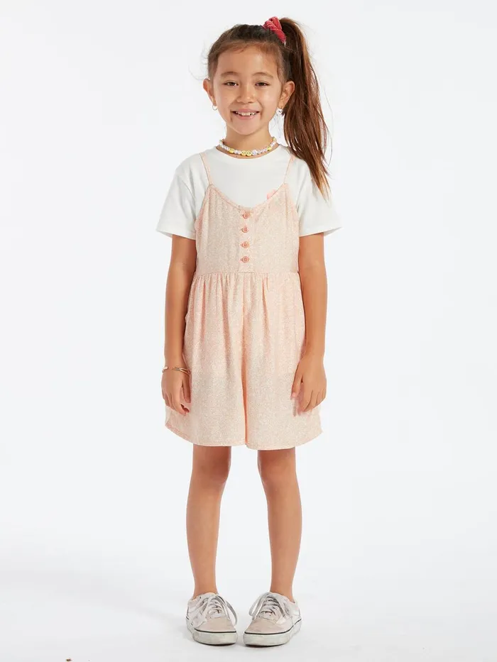 Girls Dresses Volcom Girls Static Bloom Romper 8211 Hazey Pink