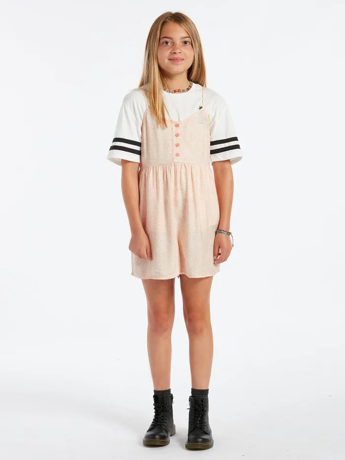 Girls Dresses Volcom Girls Static Bloom Romper 8211 Hazey Pink