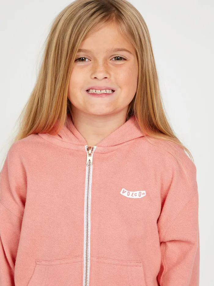 Girls Hoodies and Sweatshirts Volcom Girls Lived In Lounge Zip Fleece 8211 Light Mauve
