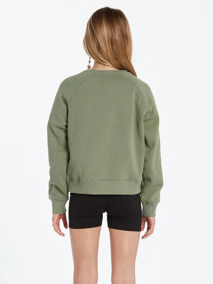 Girls Hoodies and Sweatshirts Volcom Girls Truly Stokin Crew 8211 Light Army