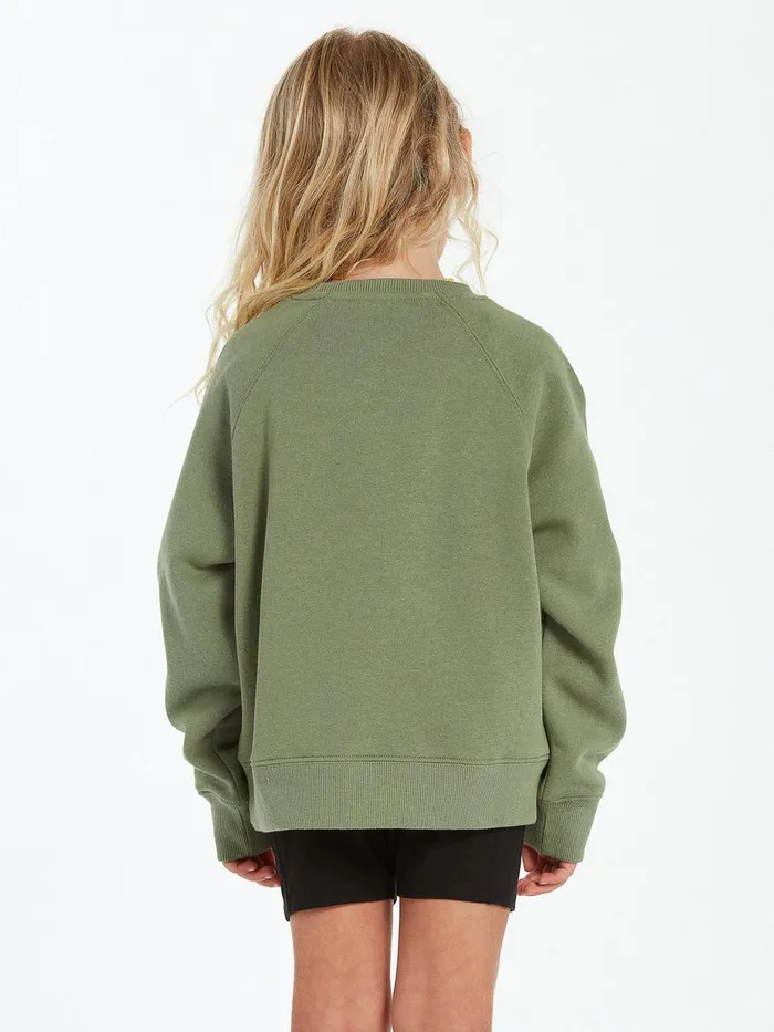 Girls Hoodies and Sweatshirts Volcom Girls Truly Stokin Crew 8211 Light Army