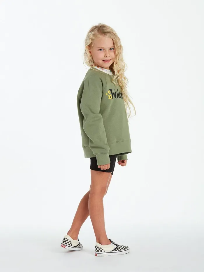 Girls Hoodies and Sweatshirts Volcom Girls Truly Stokin Crew 8211 Light Army