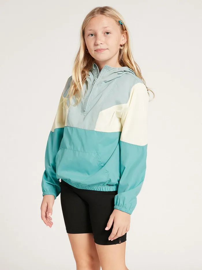 Girls Jackets Volcom Girls Wind Stoned Colorblocked Jacket 8211 Aqua