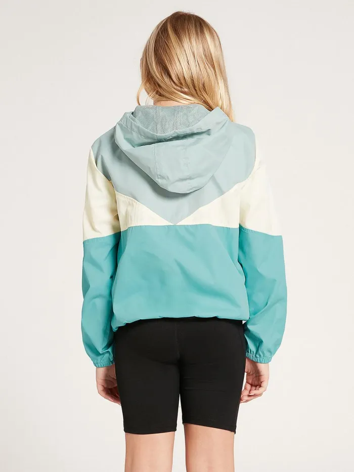 Girls Jackets Volcom Girls Wind Stoned Colorblocked Jacket 8211 Aqua