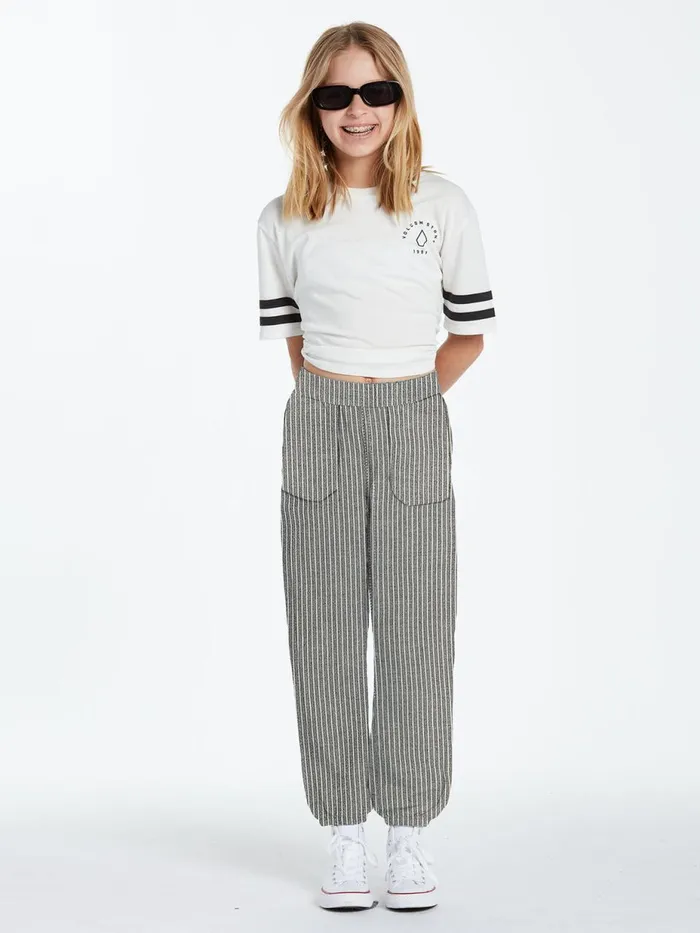 Girls Pants Volcom Girls Sunday Strut Pants 8211 Black White