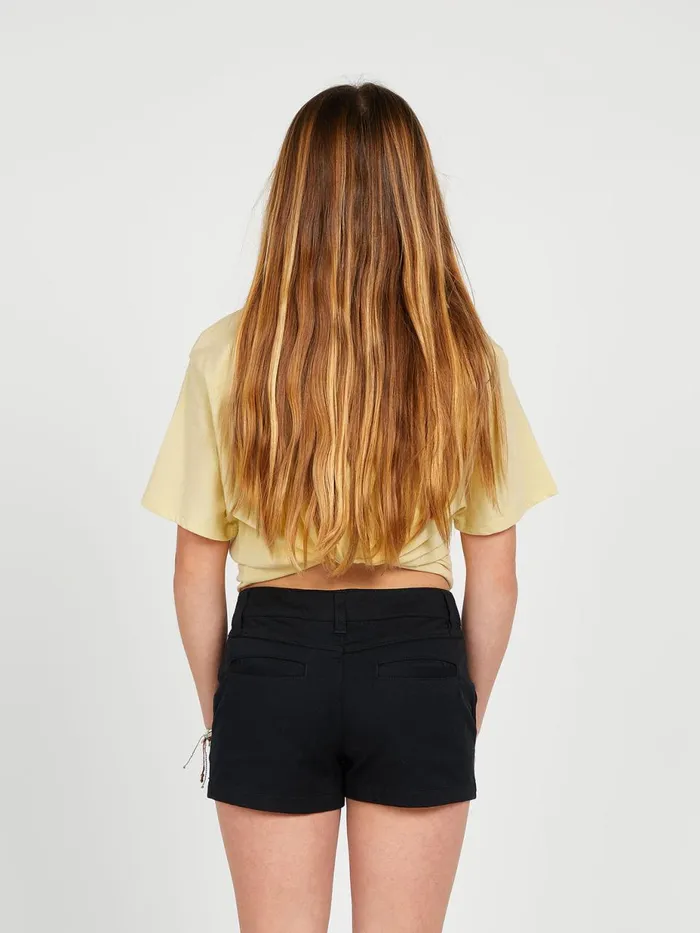 Girls Shorts Volcom Girls Frochickie Shorts 8211 Black