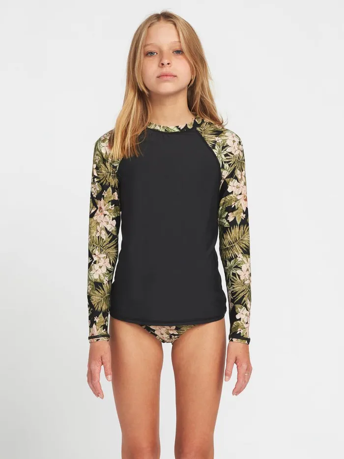 Girls Swim Volcom Girls Midnight Tropic Long Sleeve UPF 50 Rashguard 8211 Shadow Lime Girls Swim Volcom Girls Midnight Tropic Long Sleeve UPF 50 Rashguard 8211 Shadow Lime