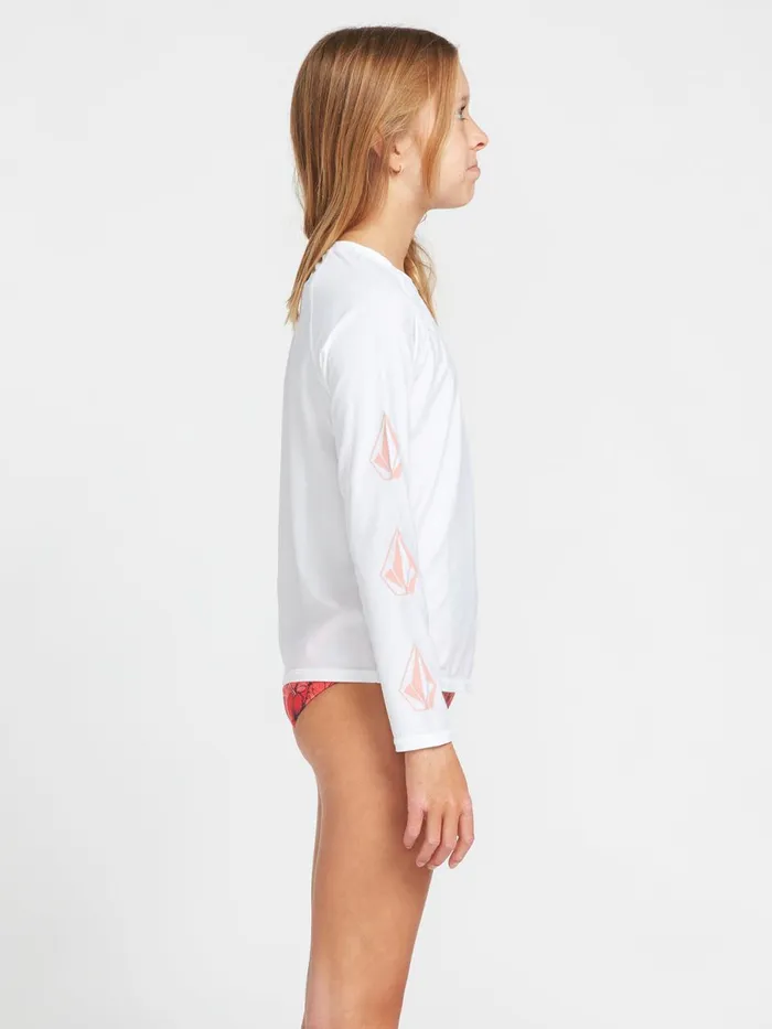 Girls Swim Volcom Girls Simply Core Long Sleeve UPF 50 Rashguard 8211 White