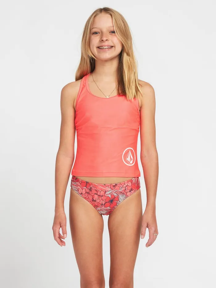 Girls Swim Volcom Girls Simply Core Tankini Bikini Top 8211 Electric Coral
