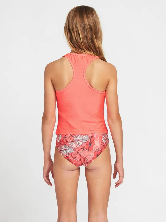 Girls Swim Volcom Girls Simply Core Tankini Bikini Top 8211 Electric Coral