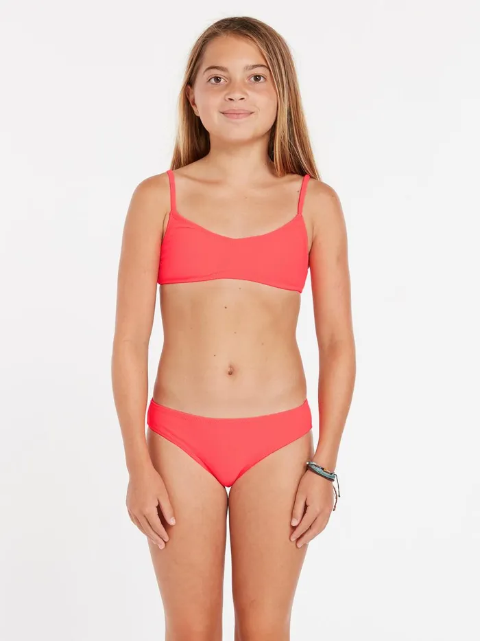 Girls Swim Volcom Girls Simply Mesh Bikini Set 8211 Electric Coral