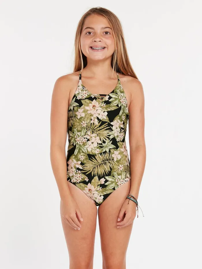 Girls Swim Volcom Girls Wild Child One Piece 8211 Shadow Lime