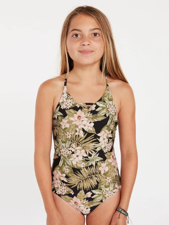 Girls Swim Volcom Girls Wild Child One Piece 8211 Shadow Lime