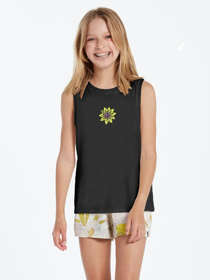 Girls TShirts and Tanks Volcom Girls Flexin Muscle Tank 8211 Black