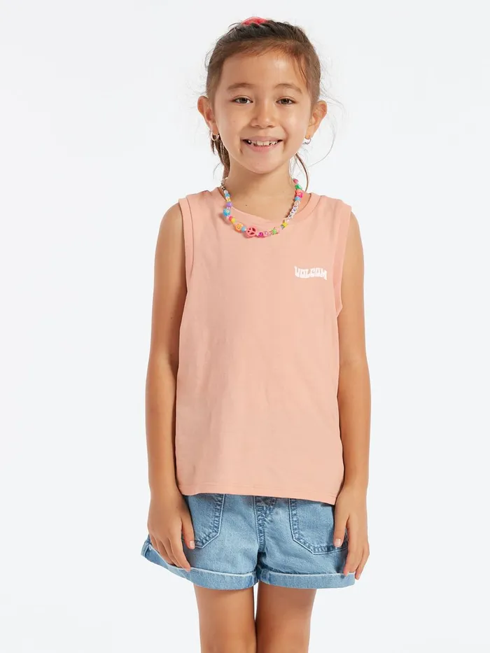 Girls TShirts and Tanks Volcom Girls Flexin Muscle Tank 8211 Hazey Pink