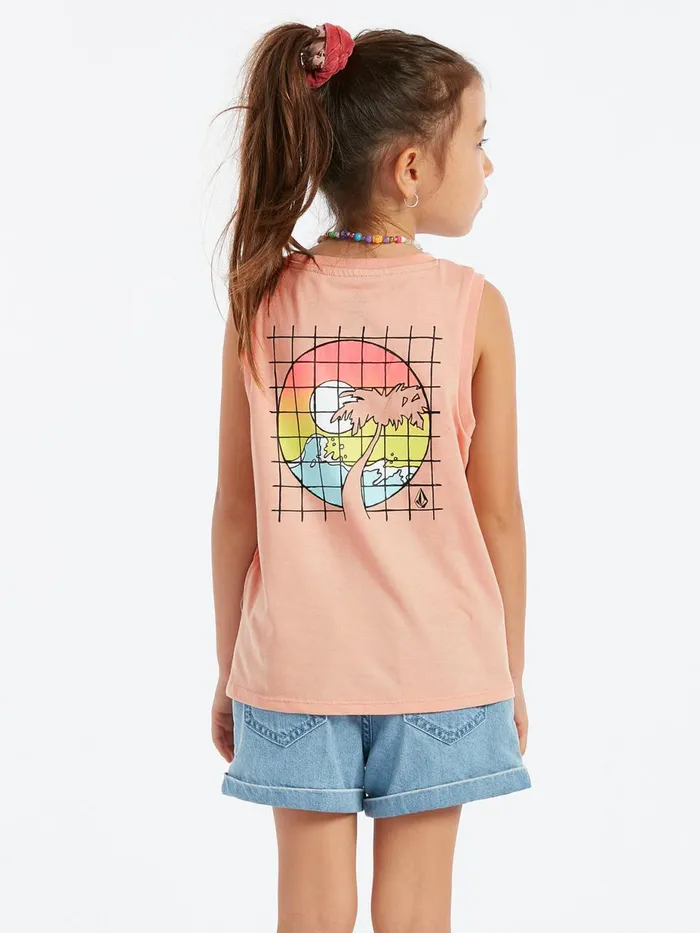 Girls TShirts and Tanks Volcom Girls Flexin Muscle Tank 8211 Hazey Pink