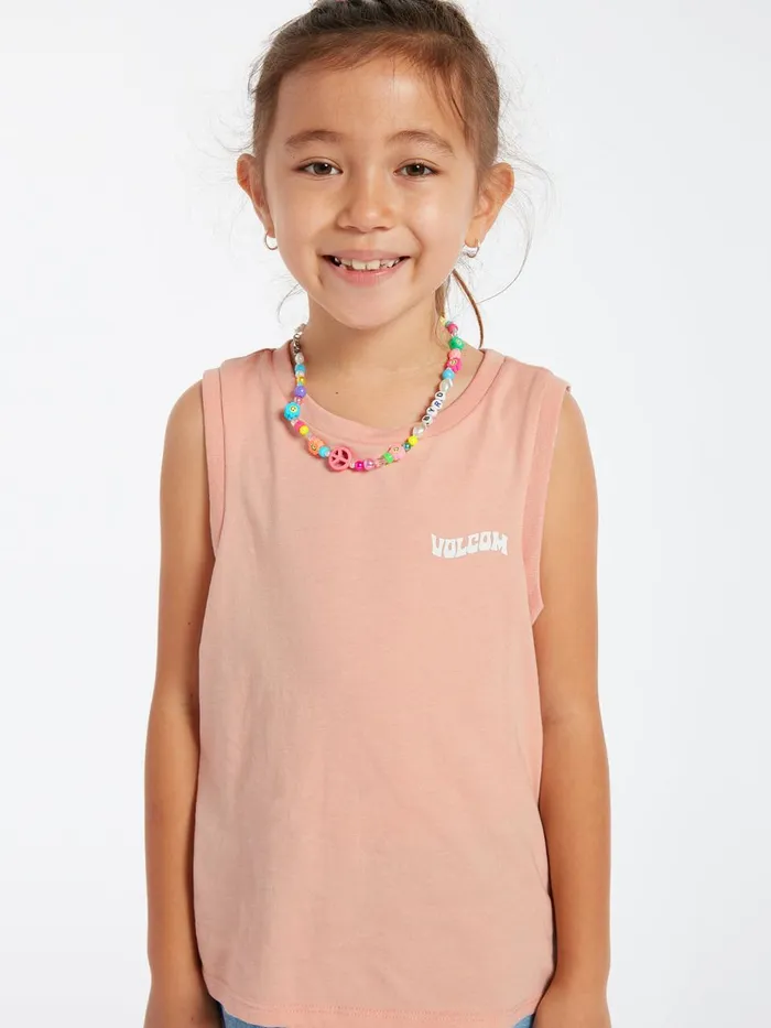 Girls TShirts and Tanks Volcom Girls Flexin Muscle Tank 8211 Hazey Pink